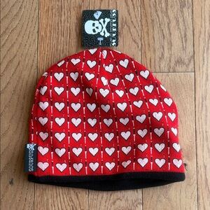 Sourpuss Red and White Heart and Knives Beanie